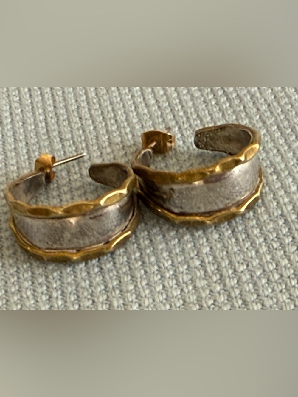 Sterling silver brass Taxco Mexico hoop vintage earrings